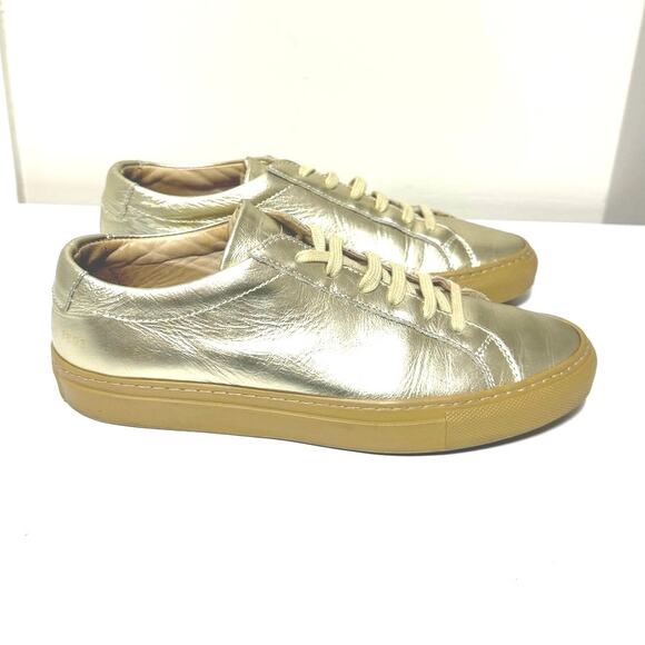 Common Projects Original Achilles Sneaker Shiny Gold Leather Lace Up 36 US 6 - Picture 1 of 11